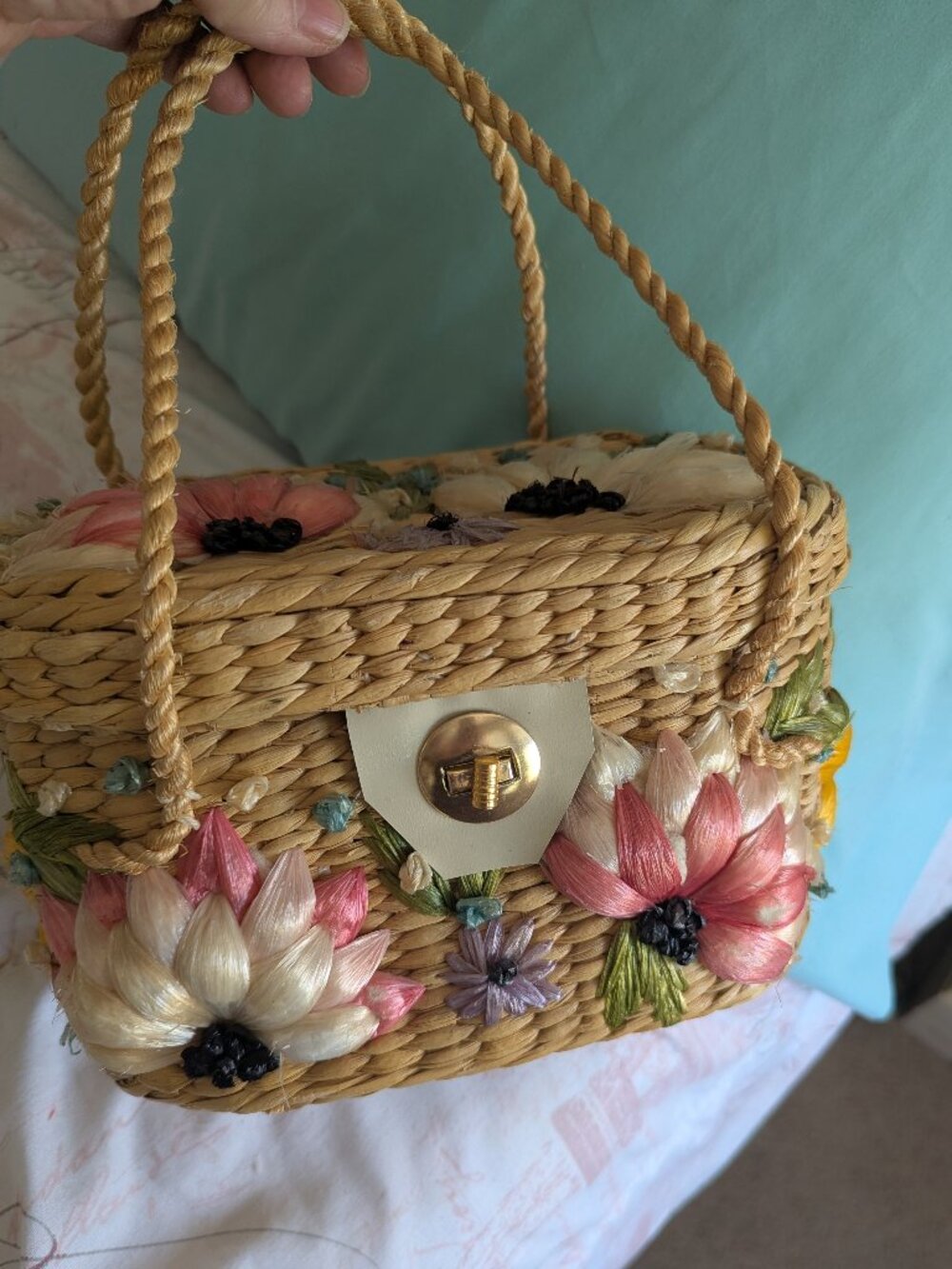 Vintage 1950's-60's  Straw Tiki Purse-Bags By Patricia-Hand Made Philippines